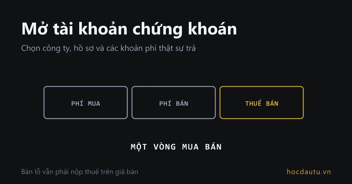 Ba khoản chi phí của một vòng mua bán xếp cạnh nhau: phí mua, phí bán và thuế bán